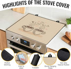 NYZE Wood Coffee Stove Cover for Electric Stove Top 28x20 Inch Stovetop Mat - Image 2