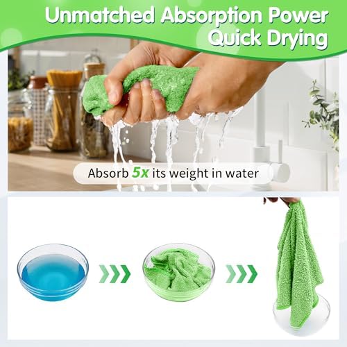 FIXSMITH Sage Green Microfiber Cleaning Cloth -Pack of 12, Highly Absorbent Cleaning Rags, 16"X12" All Purpose Cleaning Towels for Housekeeping, Kitchen, Car, Lint Free and Reusable Microfiber Towels - Image 6