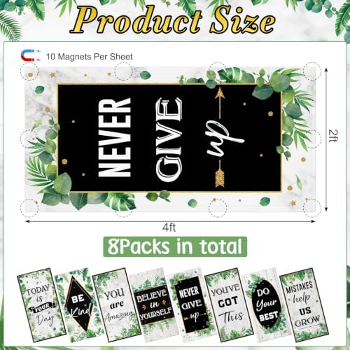8Pcs Classroom Fluorescent Light Cover,2x4 FT Eucalyptus Leaf Inspirational - Image 2