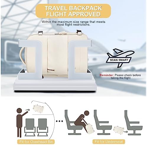 Beige Large Travel Backpack For Women Men Airline Approved Personal Item Backpack For Airlines Carry On Backpack Flight Approved Waterproof Backpack For Traveling On Airplane Weekender Travel Bag - Image 2