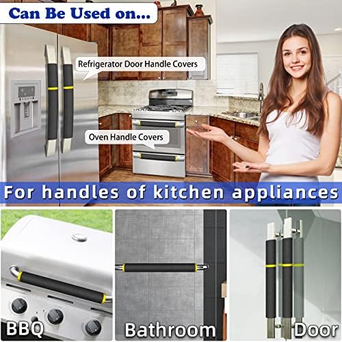 MRKG Refrigerator Door Handle Covers, Washable Without Fading or Cracking, Keep Your Kitchen Appliance Clean from Smudges, Drips, Food Stains, Oil, 2 Pieces (Black) - Image 4