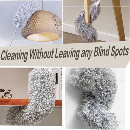 Microfiber Feather Duster Kit with 100” Extension Pole 6 PCS Reusable Bendable Washable Dusters for Cleaning Machine Washable Ceiling Fan Cleaner Duster for Cleaning Cobweb, Furniture, Blinds，Ceiling - Image 5