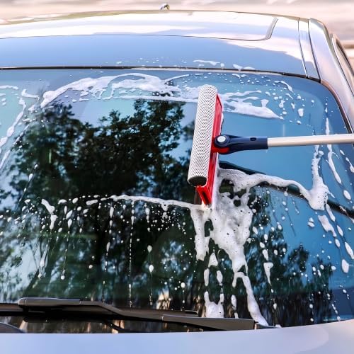 DSV Standard Professional Window Squeegee | 2-in-1 Window Cleaner Sponge and 10" Soft Rubber Strip with Extension Pole 50 Inch & 127 cm | Adjustable to Clean from Multiple Angles - Image 6