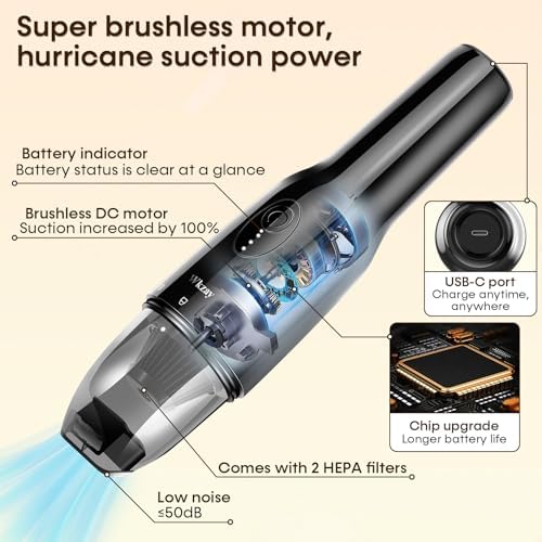 Powerful Cordless Handheld Vacuum Cleaner: 16000 Pa Suction Brushless Motor - Image 4