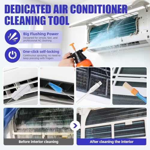 Ac Cleaning Bag with Wall Protection Cloth, 13Pcs Mini Split Cleaning Kit, Split Unit Cleaning Kit, Quick and Efficient Cleaning Tool for Wall Ac Units - Image 5