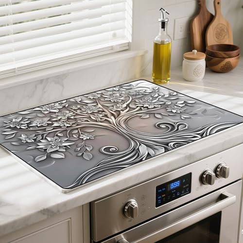 Heat-resistant Stove Top Cover - 28.5" X 20.5" Cooktop Protector Covers, Scratch-resistant Washable Pad Kitchen Countertop Mat (Big tree, 28.5" x 20.5") by BSFHH