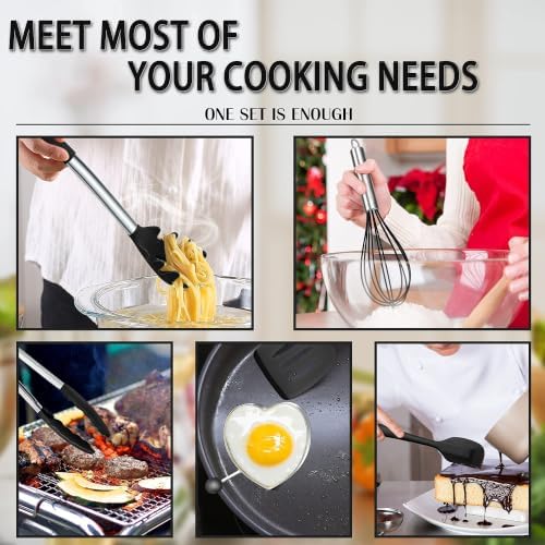 E-far Kitchen Utensils Set, 14-Piece Black Silicone Cooking Utensils Set - Image 3