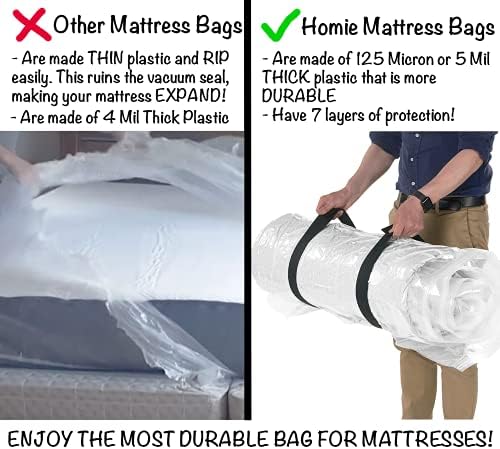 Mattress Vacuum Bag for Moving, Vacuum Seal Mattress Bag for Memory Foam or Inner Spring Mattresses, Compression and Storage for Returns, Leakproof Valve and Double Zip Seal (Cal-King) - Image 5
