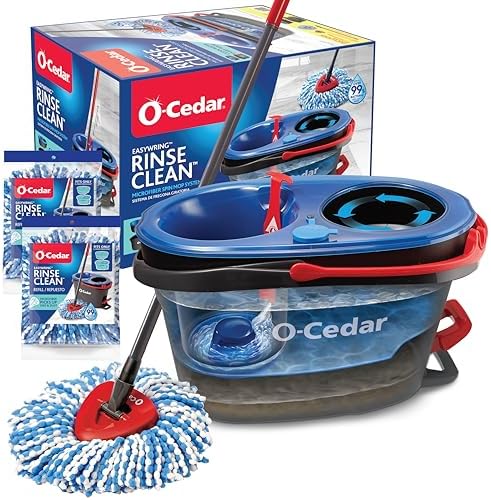 O-Cedar RinseClean Spin Mop & Bucket System + 2 Extra Mop Heads| Clean with Clean Water | Removes 99% of Bacteria by Unknown