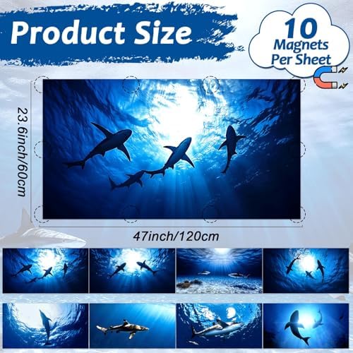 8 Pcs Fluorescent Light Covers with 80 Magnets Decorative for Classroom Ceiling Light 4 x 2 Feet Magnetic Light Covers Filter Easy Install for Office Hospitals & Home Drop Ceiling Supplies (Shark) - Image 2
