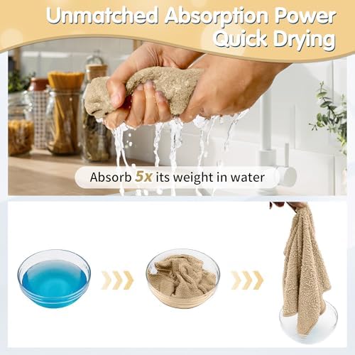 FIXSMITH Beige Microfiber Cleaning Cloth -Pack of 8, Highly Absorbent Cleaning Rags, 16"X12" All Purpose Cleaning Towels for Housekeeping, Kitchen, Car, Lint Free and Reusable Microfiber Towels - Image 6