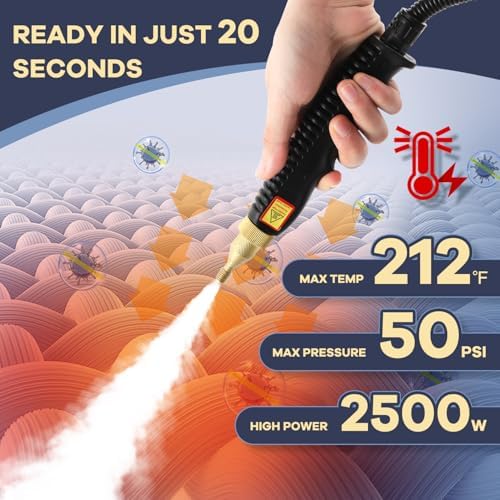 Moongiantgo High Pressure Steam Cleaner, 2500W Portable High Temp Bathroom Power Steamer Cleaning Machine For Home Use Grout Tile Kitchen Grease Car Detailing Engine (110V, White) - Image 2