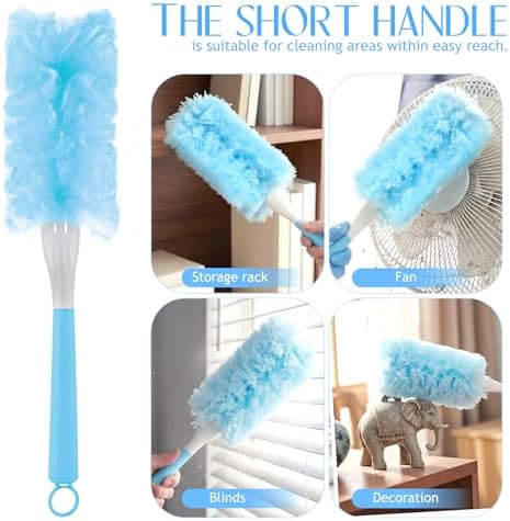 50 PCS Heavy Duty Duster Refills with Retractable Handle and Short Handle, Disposable Surface Duster Kit for Cleaning Dusting Furniture Blind Ceiling Fan (Blue) - Image 5