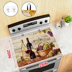 Red Wine Glass Grapes Stove Top Cover for Electric Stove, Vintage Wine Bottle Covers for Electric Stove, Rubber Dish Drying Mat, Glass Cooktop Covers, Flat RV Range top Mats, 28"x20" - Image 2