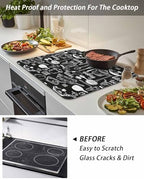 Black Kitchen Tools Stove Top Covers for Electric Stove, Modern Cooking Utensil Induction Cooktop Cover Protector, Farmhouse Cookware Range Mat for Glass Top Stove, Kitchen Dish Drying Mat, 28"x20" - Image 5