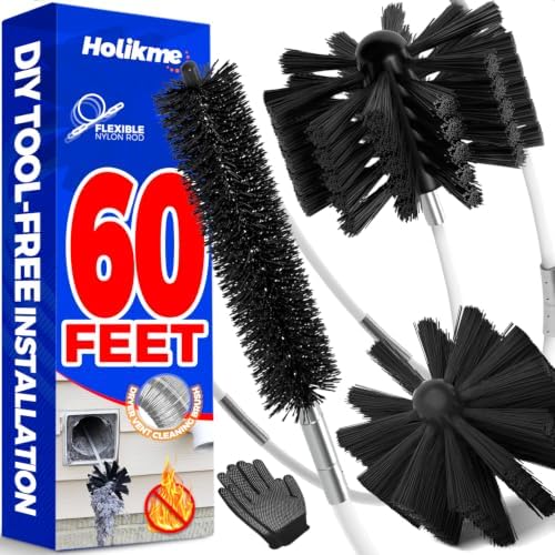 Holikme 60Ft Dryer Vent Cleaner Kit - Flexible Lint Brush for Deep Cleaning by Holikme