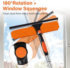 14" Window Squeegee with Extension Pole,26FT Reach High Window Washers for High Outside Windows,Professional Window Cleaning Tool Kit Include Replacement,180°Rotatable Squeegee for Indoor/Outdoor - Image 3