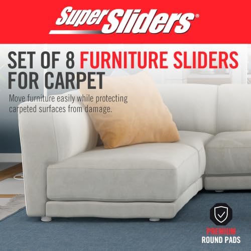 Super Sliders 8-Piece 7" and 3-1/2" Round Reusable Furniture Sliders for Carpet, Anti-Slip Protective Furniture Moving Pads for Beds, Sofas, Dressers, Beige - Image 3
