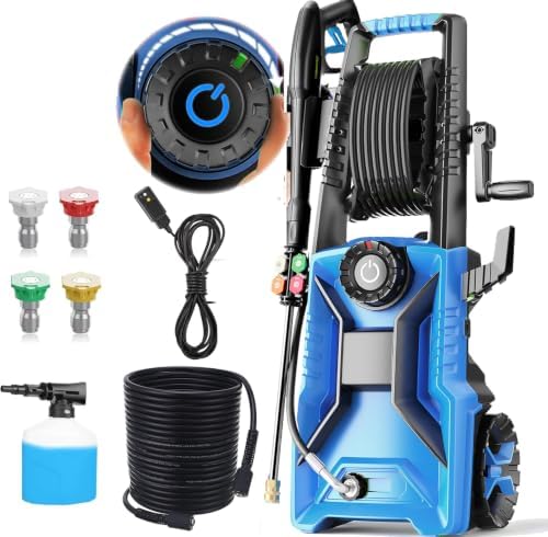 5000 PSI Adjustable Electric Pressure Washer, 2026 New Power Washer Pressure Adjustable (2500PSI-5000PSI) with 23ft Hose, 4 Nozzle and Detergent Tank for Cars, GFCI Protection, Upgraded Blue by ImdotDirect