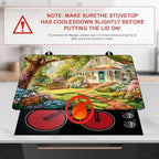 Happy Easter Stove Top Cover Flower Eggs Cute Rabbit Gas Stove Top Cover for Home Decoration Kitchen St. Patrick Day Pad Non-Stick Washable Cooktop Covers Countertop Protector (house, 28" x 20") - Image 3