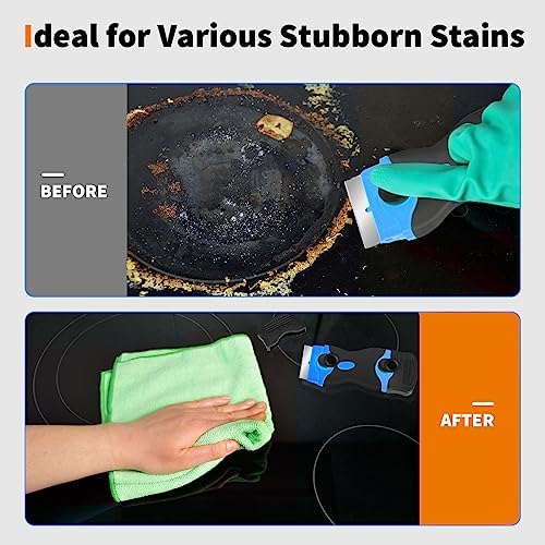 2 Pcs Orange Scraper Tool and 2 Pcs Blue Scraper Tool with 40 Pcs Metal Blades & 40 Pcs Plastic Blades - Image 5