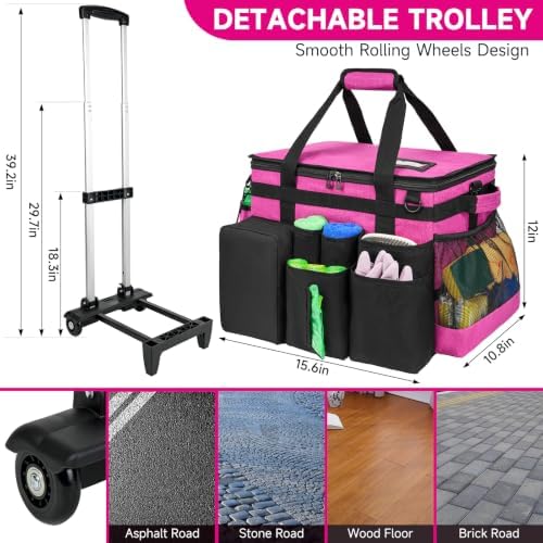 Cleaning Cadddy Bag with Rolling Cart, Large Cleaning Bag with Wheels - Image 3