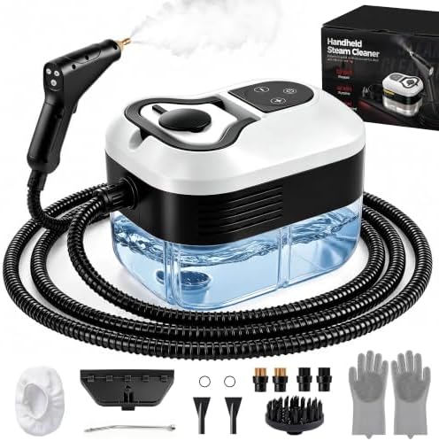 Steam Cleaner, Handheld Steam Cleaner for Cleaning, Portable Steam Cleaner with 6-Level Adjustable & Quick Heat-Up, Steam Cleaner for Home, Kitchen, Bathroom, Tile, Grout, Dirt, Car Detailing (White) by Husalari