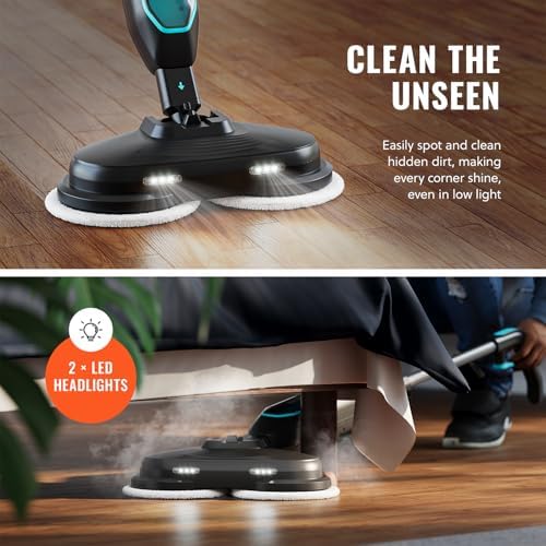 PurSteam ScrubMaster Steam Mop with Dual Scrubbing Head and LED Lights - Image 5