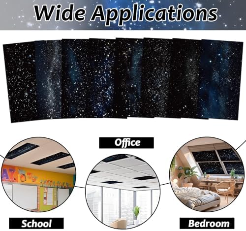 8 Pcs Fluorescent Light Covers with 80 Magnets Decorative for Classroom Ceiling Light 4 x 2 Feet Magnetic Light Covers Filter Easy Install for Office Hospitals & Home Drop Ceiling Supplies (Star) - Image 4