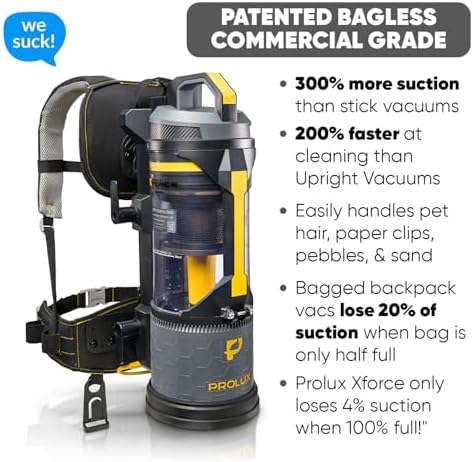 Prolux XForce Pro Bagless Commercial Backpack Vacuum with Electric Power Nozzle - Lightweight. Faster Cleaning. Lower Costs. - Image 6