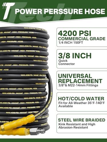 150FT Pressure Washer Hose 4200PSI M22 Fitting - Image 2
