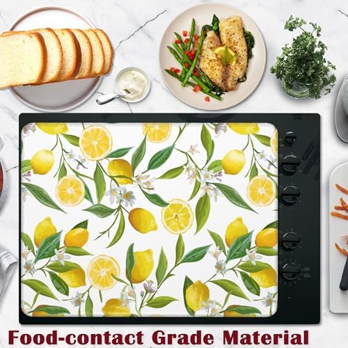 Lemon Fruits Stove Top Cover Glass Cooktop Heat Resistant Cover,Flowers Leaves Ceramic Stove Top Covers Mat Prevents Scratching Stoves/Counter/Washer Protector, 28x20 in - Image 5