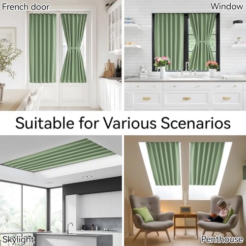 Vatge Sage Green Door Curtains for Door Window,Sidelight Front Door Curtains for Glass Window, 1 Panel, W12 x L72, Sage Green - Image 6
