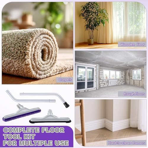 Replacement 2 Piece Vacuum S Wand with 14" Floor and Carpet Brush Compatible with ProTeam Backpack Vacuums Compatible with Hoover C2401 Backpack Vacuum(Purple & Grey Nylon Brush) - Image 6
