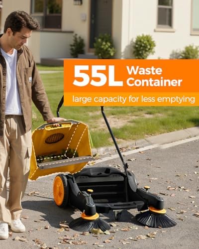 Industrial Walk-Behind Hand Push Floor Sweeper, 41" Cleaning Width - Image 3