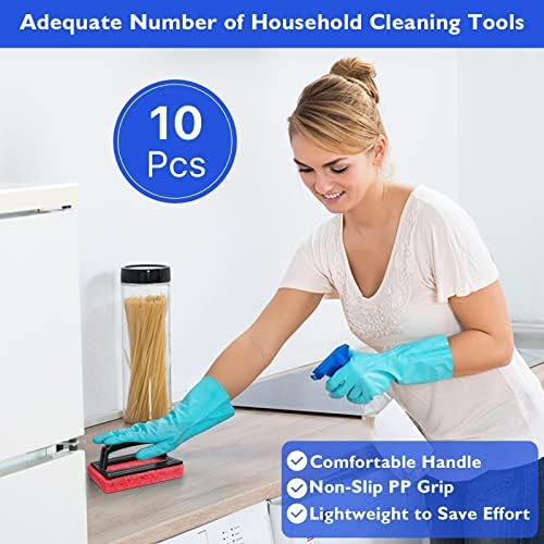 10 Pcs Screen Printing Scrub Pad with Handle, Chemical Resistant Screen Print Ink Cleaning Brush, Silkscreen Ink Remover Scrub Cleaner Supplies for Degreasing Reclaiming Mesh Frames - Image 4
