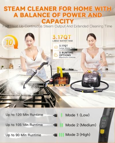 GLAMMAGIC Steam Cleaner with Mop, 3 Level Adjustable Handle, 25 Accessories - Image 3