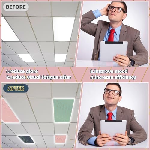 4pcs Classroom Fluorescent Magnetic Light Covers,2x4 FT Geometric - Image 5