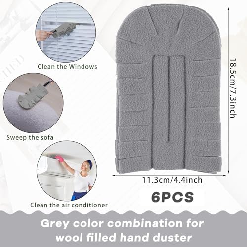 6 Pcs Reusable Duster Refills Washable Pads, Grey - Image 2