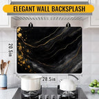 NYZE Stove Top Cover for Electric Stove 28x20 Inch Black & Gold Marble Stovetop Cover Flat Top Protector Dish Drying Mat for Kitchen - Image 3