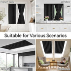 Vatge French Door Window Curtains - Privacy Front Door Curtains for Glass Doors, Doors Window Covering for Doorways, 1 Panel, W54 x L40, Black - Image 6