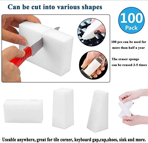 Magic Cleaning Sponges Eraser, 100 Pack Premium Melamine Sponge Foam Cleaning Pads, Dish Sponges, White Household Cleaning Scrub Sponge for Kitchen, Bathroom, Furniture, Floor Wall Cleaner - Image 4