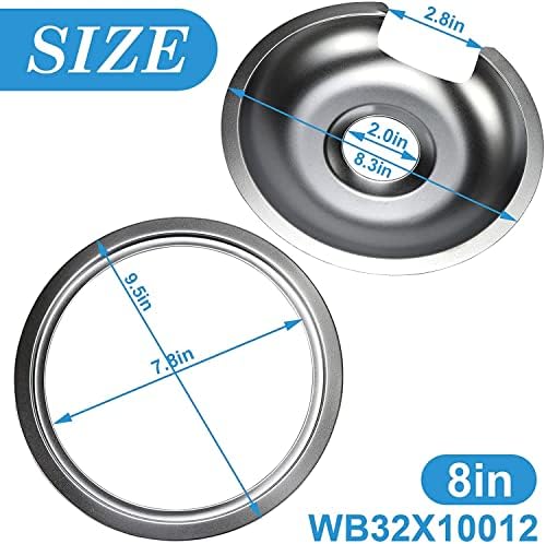 Electric Stove Burner Drip Pans and Rings for GE Hotpoint Set of 4 Chrome - Image 3