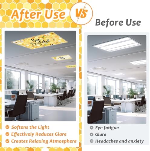 8 Pcs Fluorescent Light Covers with 80 Magnets Decorative for Classroom Ceiling Light 4 x 2 Feet Magnetic Lights Covers Filter Easy Install for Office Hospitals & Home Drop Ceiling Supplies (BEE) - Image 5
