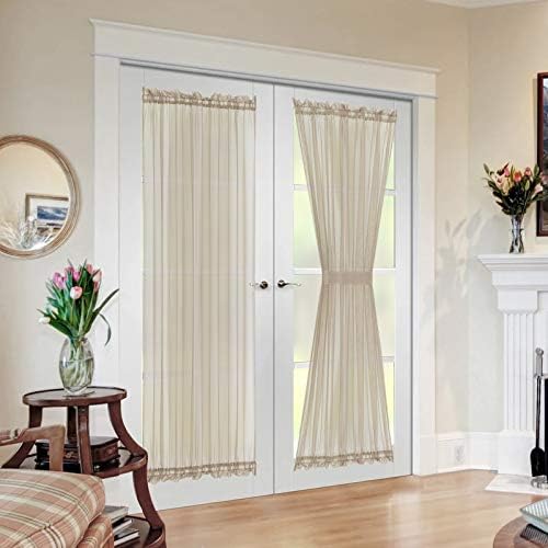 MIULEE Beige 54 Wide and 72 Inches Length French Door Sheer Curtains by MIULEE