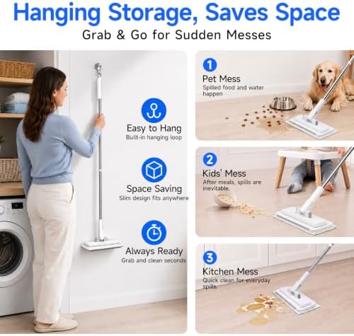 Mini Hands-Free Quick-Clamp Lazy Mop, 48" Upgrade Long Handle with 5 Cloths - Image 4