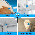 26FT Reach Cobweb Duster with Extension Pole - Spider Web Brush for Cleaning with 5-20FT 4-Section Flip-Lock Telescopic Pole, Effortlessly Cleans High Indoor & Outdoor Webs - Image 5