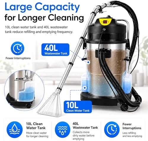 40L Commercial Carpet Cleaner 3 in 1 Carpet Extractor for Sofa Upholstery - Image 4