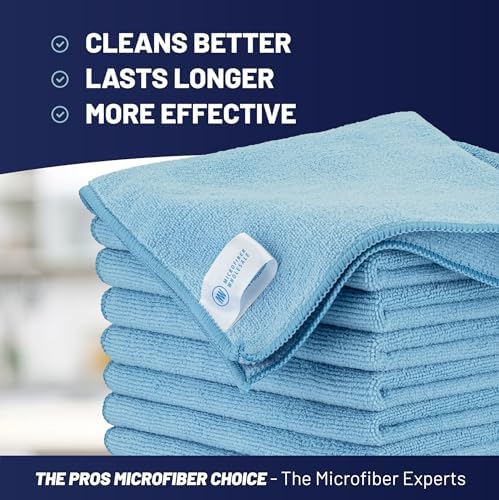 Microfiber Cleaning Wholesale Cloths (48 Pack) | Size 12" x 12"| All Purpose Microfiber Towels - Clean, Dust, Polish, Scrub, Absorbent (Blue) - Image 2