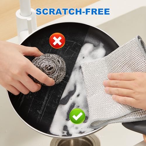 JOYMOOP Non Scratch Wire Dishcloth, 3 Piece Set, Medium, Silver - Image 4